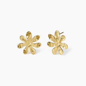 Orecchini dorati con fiore effetto martellato